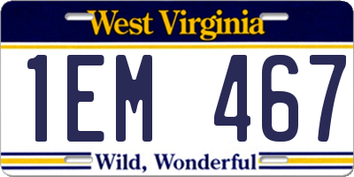 WV license plate 1EM467