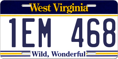 WV license plate 1EM468