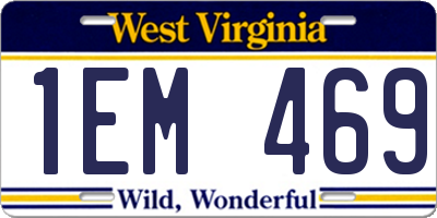 WV license plate 1EM469