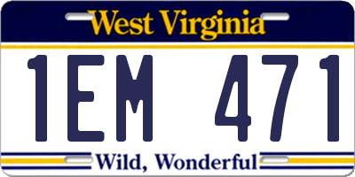 WV license plate 1EM471