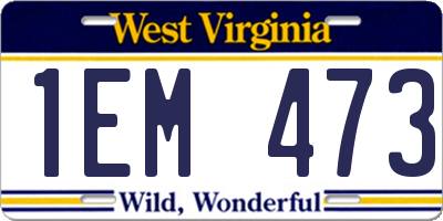WV license plate 1EM473
