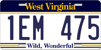 WV license plate 1EM475