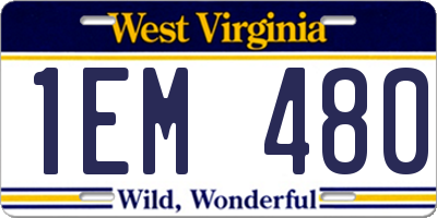 WV license plate 1EM480
