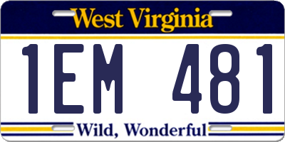 WV license plate 1EM481