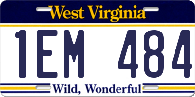 WV license plate 1EM484