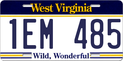WV license plate 1EM485