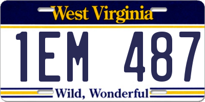 WV license plate 1EM487