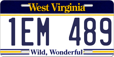 WV license plate 1EM489