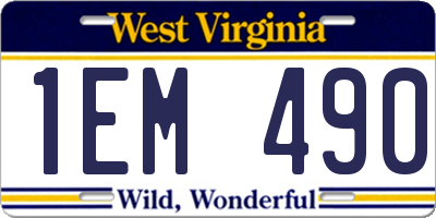 WV license plate 1EM490