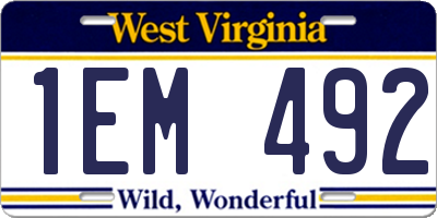 WV license plate 1EM492
