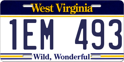 WV license plate 1EM493