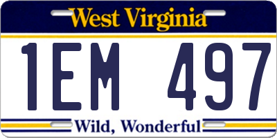 WV license plate 1EM497