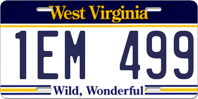 WV license plate 1EM499