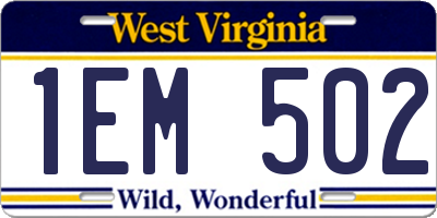 WV license plate 1EM502