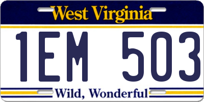 WV license plate 1EM503