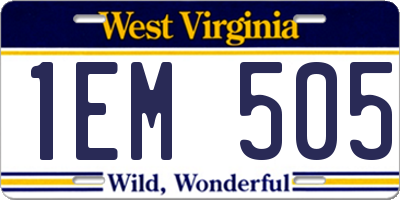 WV license plate 1EM505