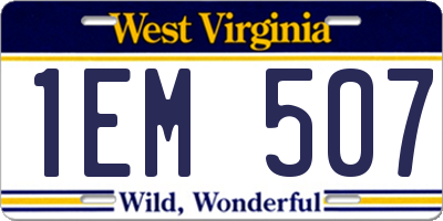 WV license plate 1EM507