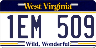 WV license plate 1EM509