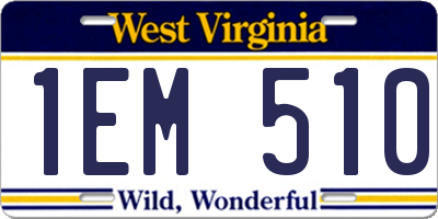 WV license plate 1EM510