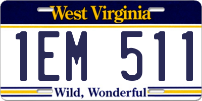 WV license plate 1EM511