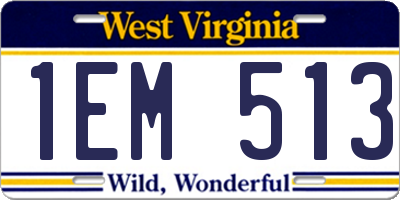 WV license plate 1EM513
