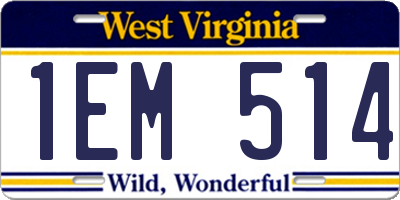 WV license plate 1EM514