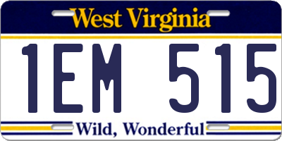 WV license plate 1EM515