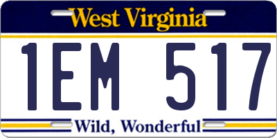 WV license plate 1EM517