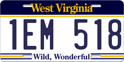 WV license plate 1EM518