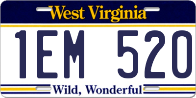 WV license plate 1EM520