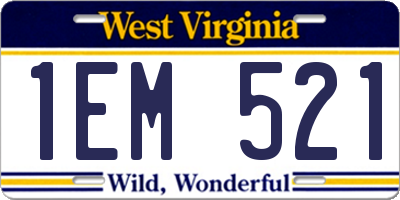 WV license plate 1EM521