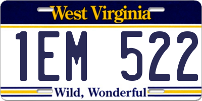 WV license plate 1EM522