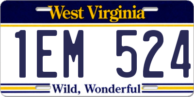 WV license plate 1EM524