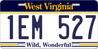 WV license plate 1EM527