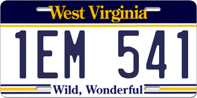 WV license plate 1EM541