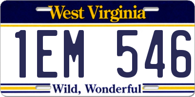WV license plate 1EM546