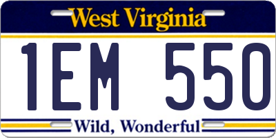 WV license plate 1EM550