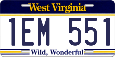 WV license plate 1EM551