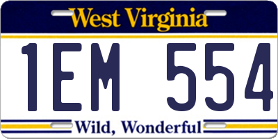 WV license plate 1EM554