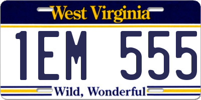 WV license plate 1EM555