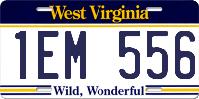 WV license plate 1EM556
