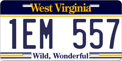WV license plate 1EM557