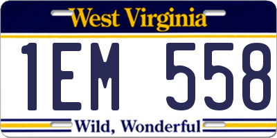 WV license plate 1EM558