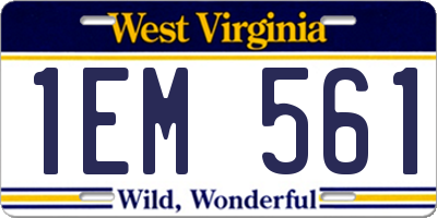 WV license plate 1EM561