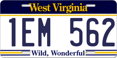 WV license plate 1EM562