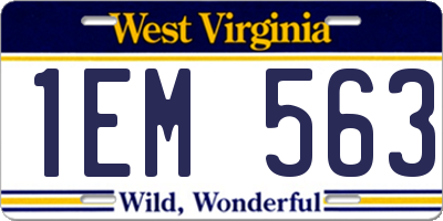 WV license plate 1EM563