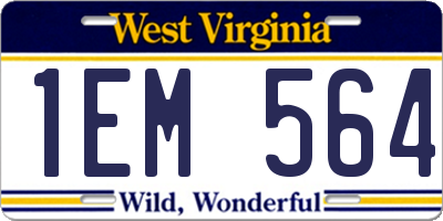 WV license plate 1EM564