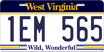 WV license plate 1EM565