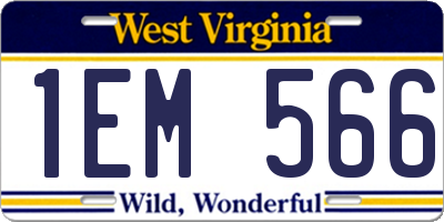 WV license plate 1EM566