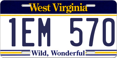 WV license plate 1EM570